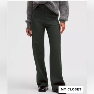 Stretch Knit Straight-Leg Pull-On Pant- Size Small - Color Dark Pine